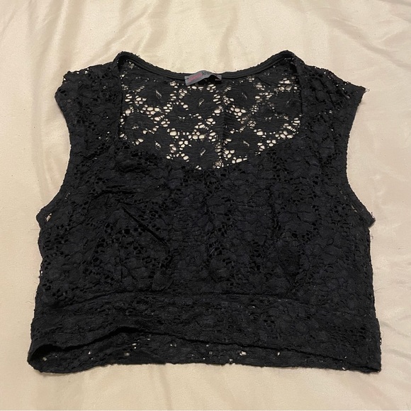 Joyce Leslie Black Lacy Crop Top - Picture 1 of 3
